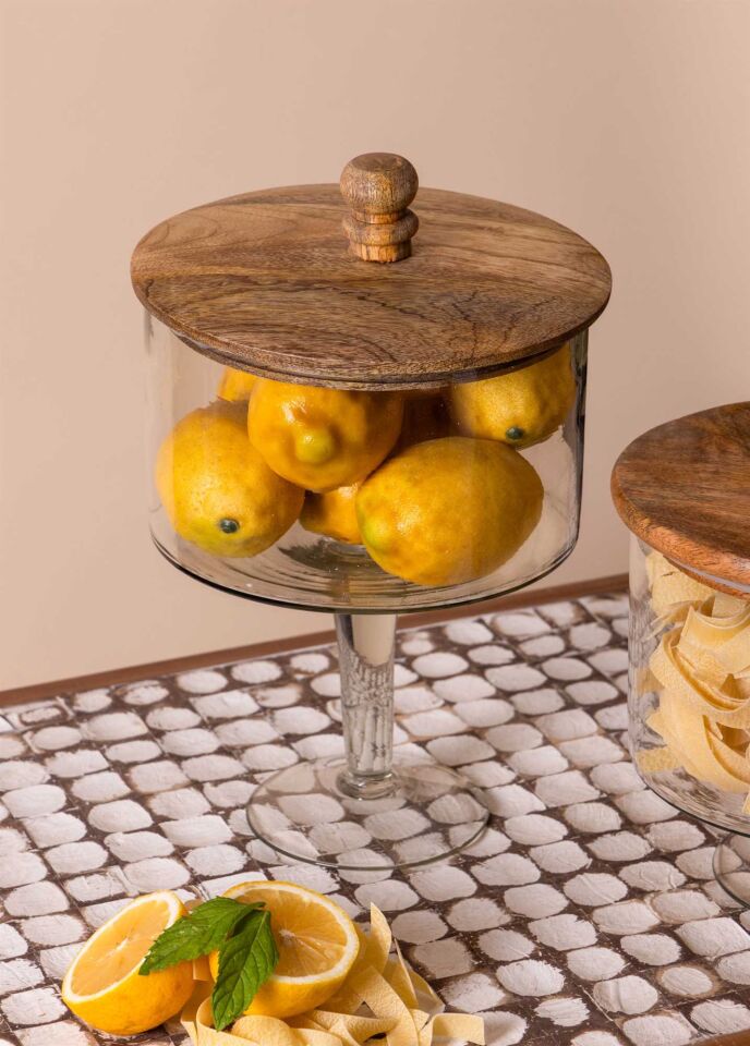 The Mia Madera Ayaklı Kurabiye Kavanozu 34x21x21 cm