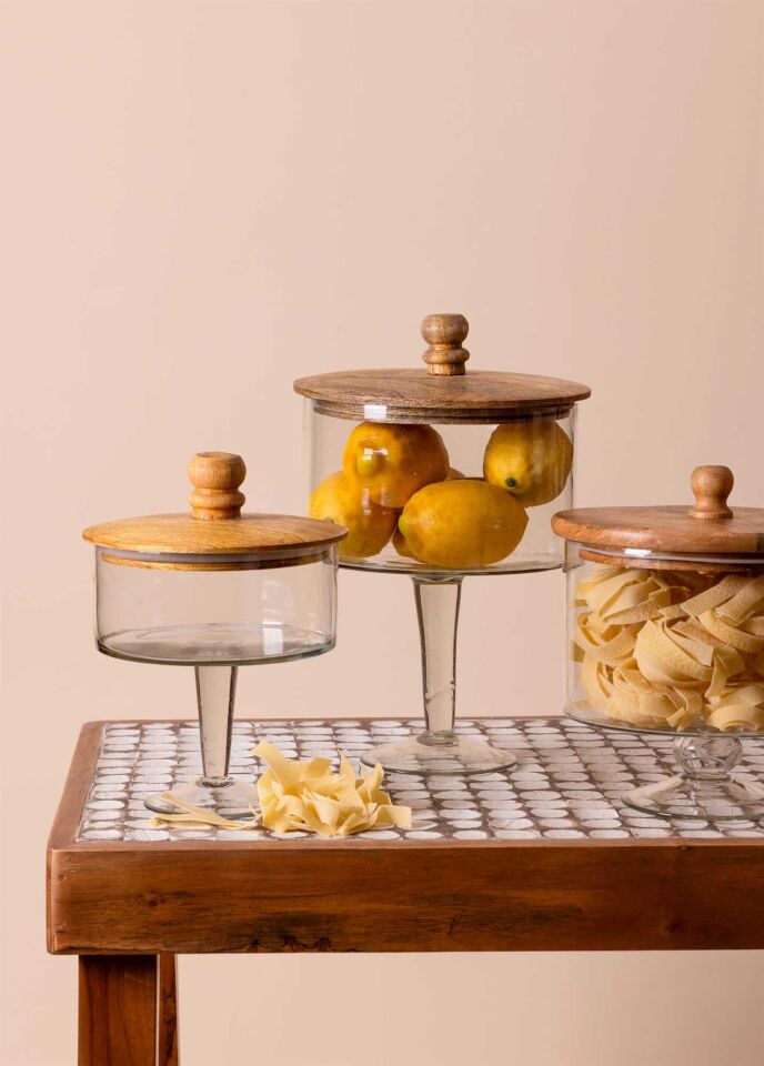 The Mia Madera Ayaklı Kurabiye Kavanozu 34x21x21 cm