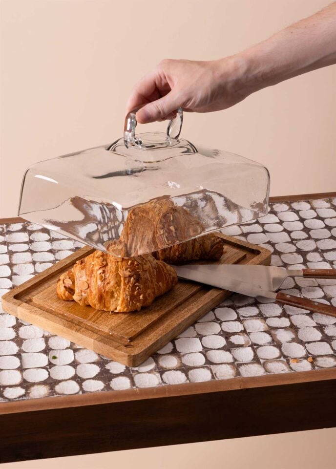 The Mia Madera Dikdörtgen Kek Saklama Fanusu 16x28x18 cm