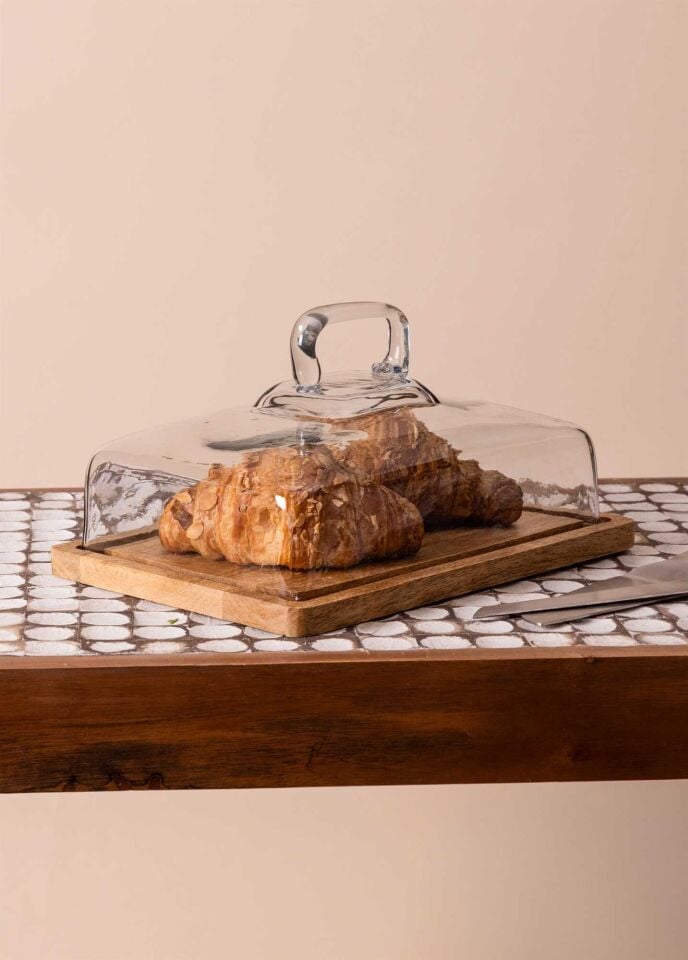 The Mia Madera Dikdörtgen Kek Saklama Fanusu 16x28x18 cm