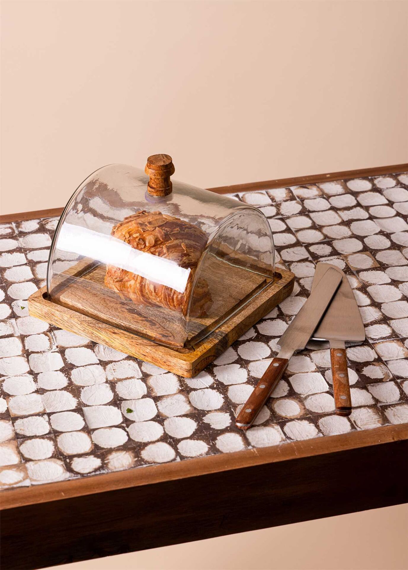 The Mia Madera Dikdörtgen Kek Saklama Fanusu 18x24x24 cm