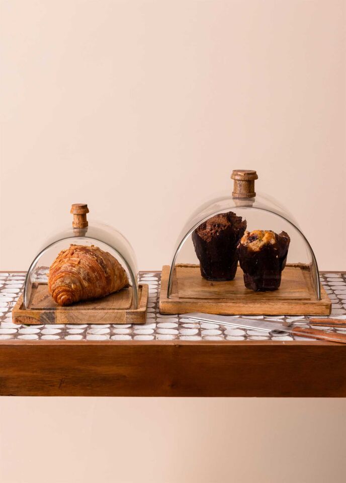 The Mia Madera Dikdörtgen Kek Saklama Fanusu 18x24x24 cm