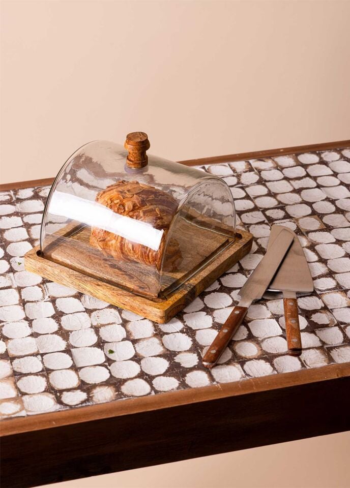 The Mia Madera Dikdörtgen Kek Saklama Fanusu 18x24x24 cm