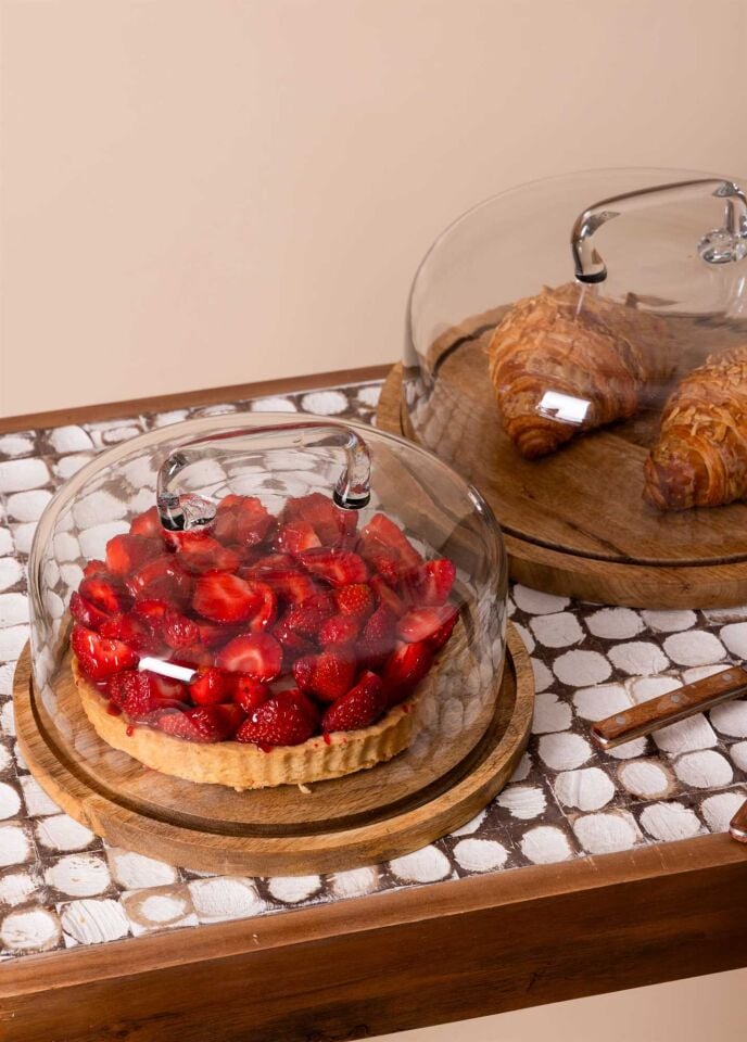 The Mia Madera Yuvarlak Kek Saklama Fanusu 18x30x30 cm