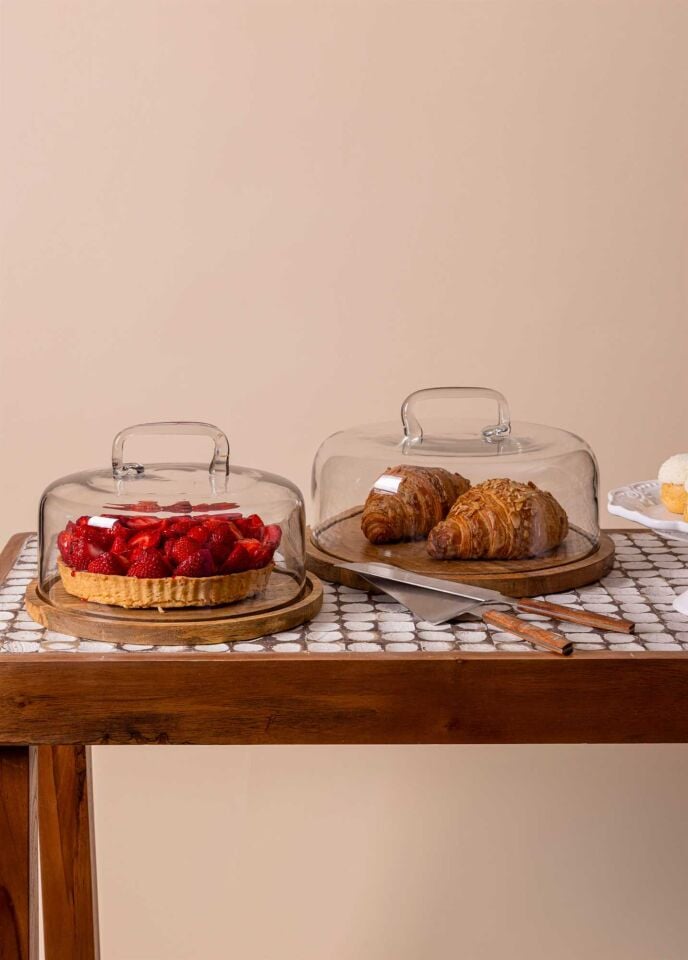 The Mia Madera Yuvarlak Kek Saklama Fanusu 18x30x30 cm