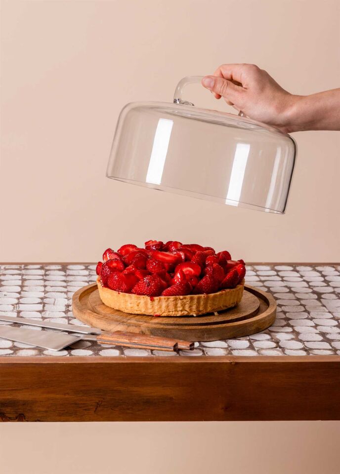 The Mia Madera Yuvarlak Kek Saklama Fanusu 18x30x30 cm