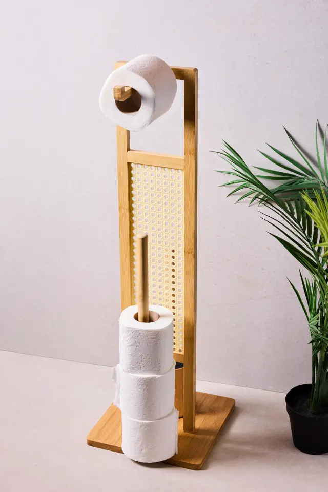 Perotti Soho+ Bamboo Ayaklı WC Fırçası ve Yedekli Kağıtlık Seti