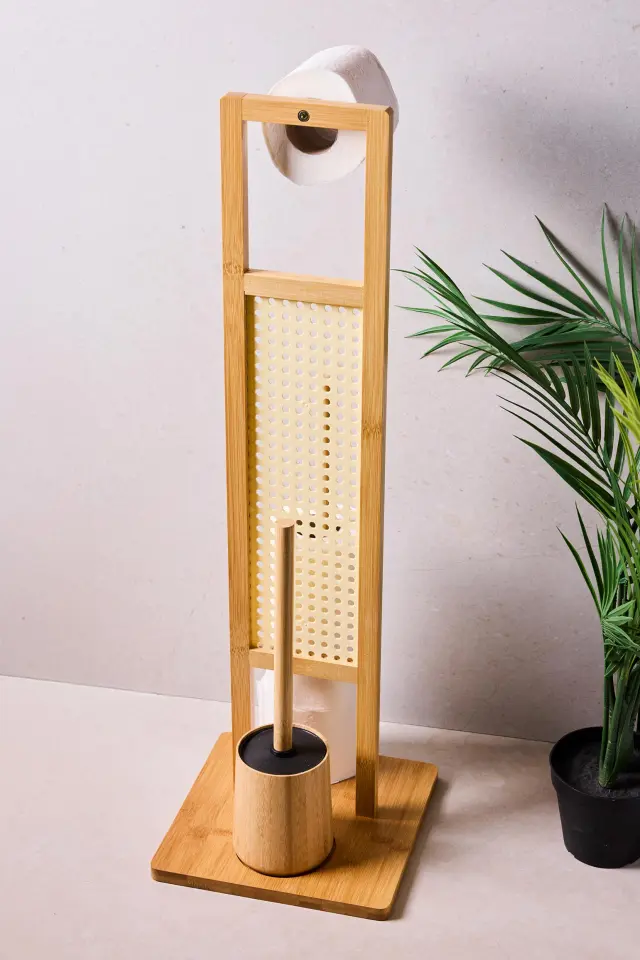 Perotti Soho+ Bamboo Ayaklı WC Fırçası ve Yedekli Kağıtlık Seti