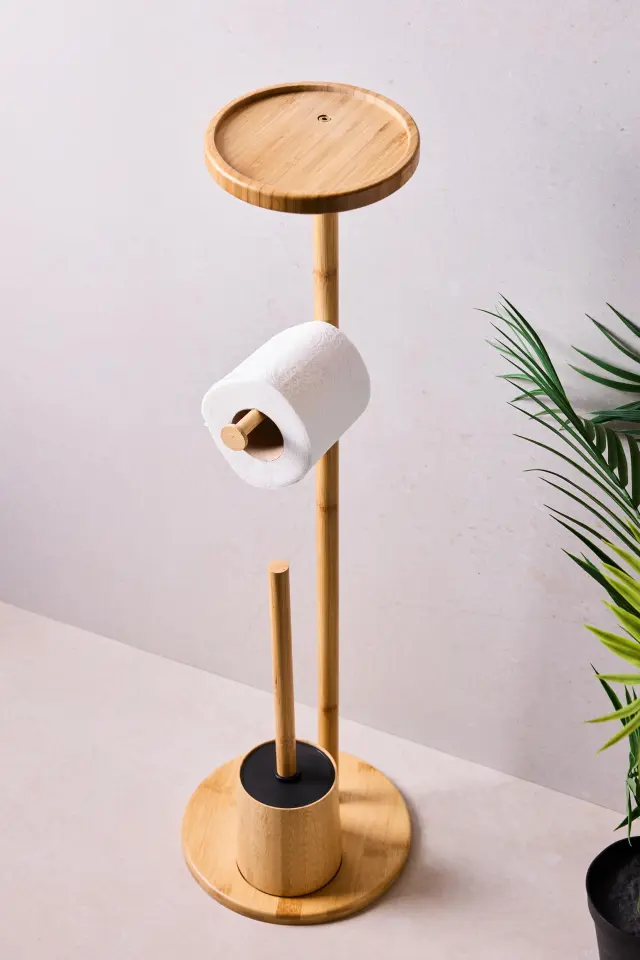 Perotti Soho Bamboo Ayaklı WC Fırçası ve Kağıtlık Seti