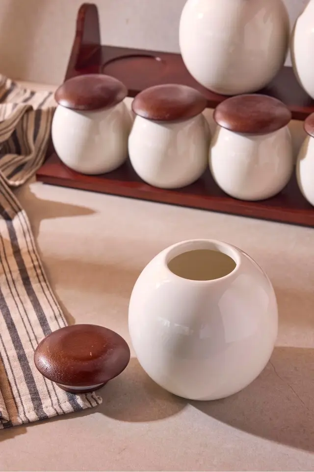 Perotti Roco Porselen 7'li Baharatlık Seti Çok Amaçlı Tasarım Ergonomik Mutfak Organizeri