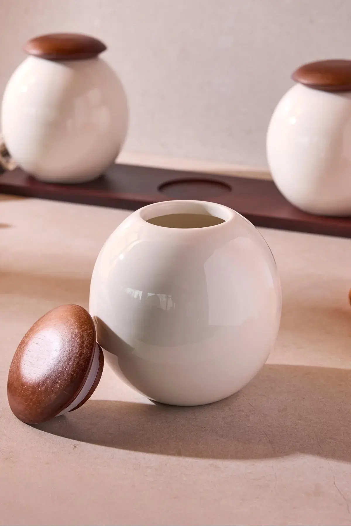 Roco Porselen 3'lü Baharatlık Seti Çok Amaçlı Dekoratif Ergonomik Mutfak Organizeri