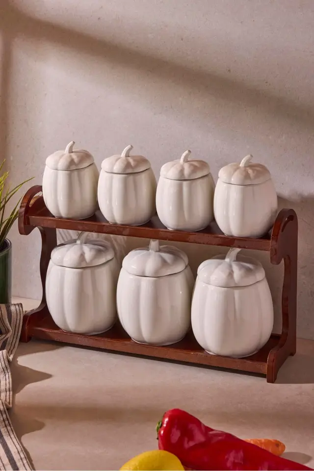 Perotti Pumpkin 7'li Tepsili Çok Amaçlı Baharatlık Seti