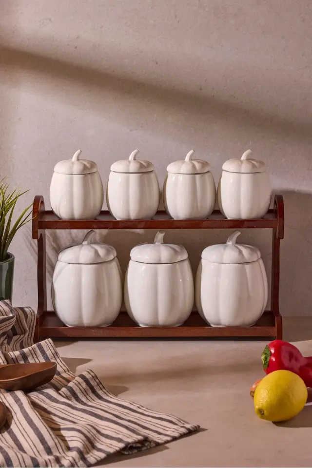 Perotti Pumpkin 7'li Tepsili Çok Amaçlı Baharatlık Seti