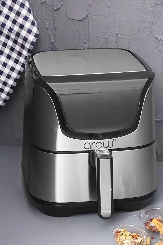 RİVO HOME DECOR Arow Favor 5.5 Litre Inox Airfryer Yağsız Fritöz 1700W Dokunmatik Led Ekranlı Baharatlık&Lokumluk HEDİYELİ
