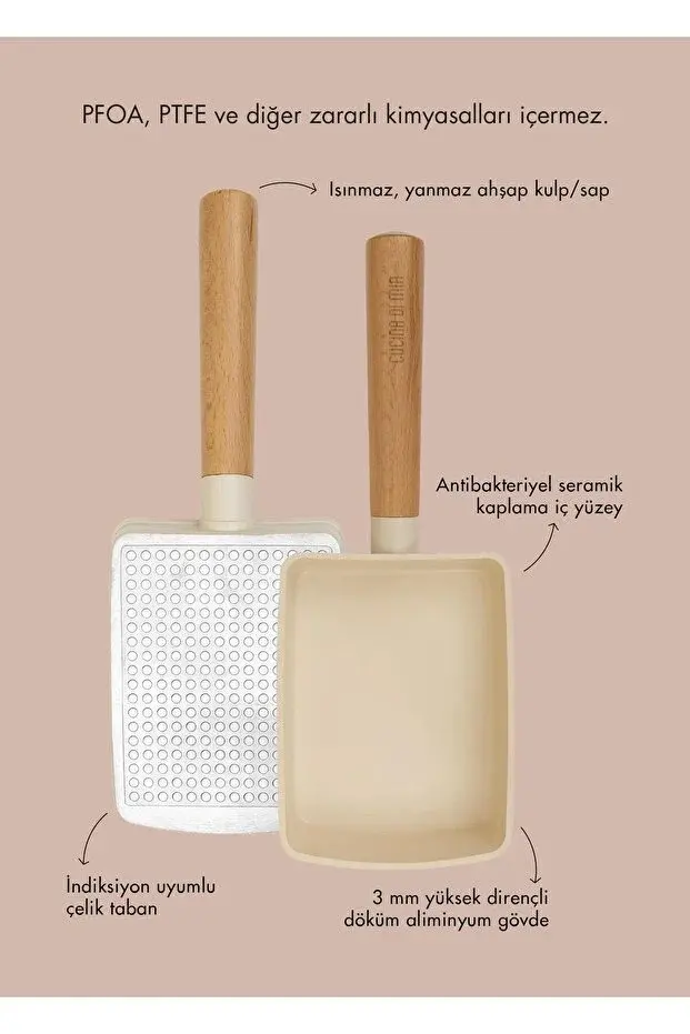 The Mia Cucina Di Mia 3'lü Seramik Tava Seti 24cm 26cm Omlet İndüksiyon Uyumlu