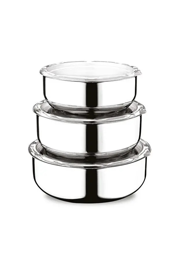 Peroti Safepro Paslanmaz Çelik 3'lü Saklama Kabı Seti 16x18x20 Cm