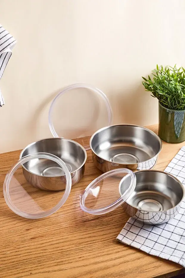 Peroti Safepro Paslanmaz Çelik 3'lü Saklama Kabı Seti 16x18x20 Cm