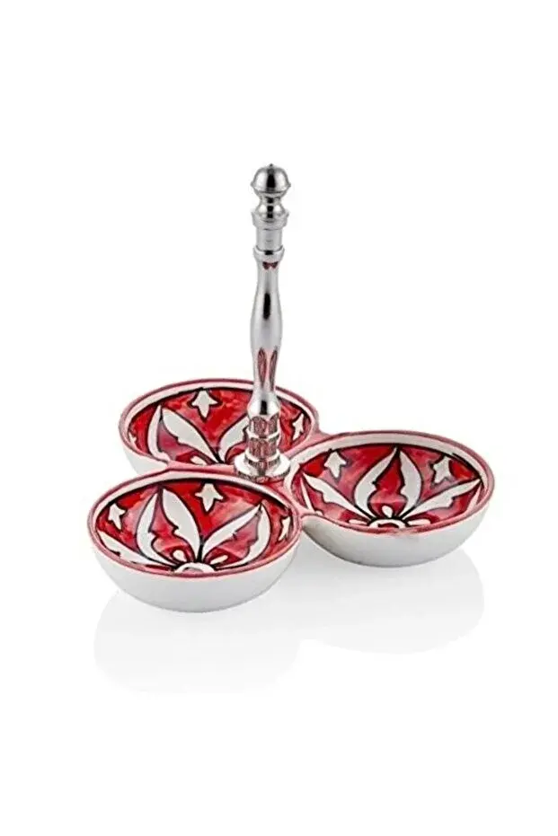 The Mia Corallo Kırmızı 2'li Sunum Seti - Kek Standı ve Çerezlik