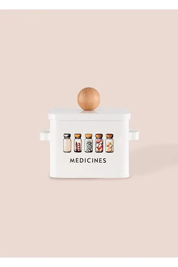The Mia Storage Dekoratif Metal İlaç Saklama ve Organizer Kutusu Ecza Kabı