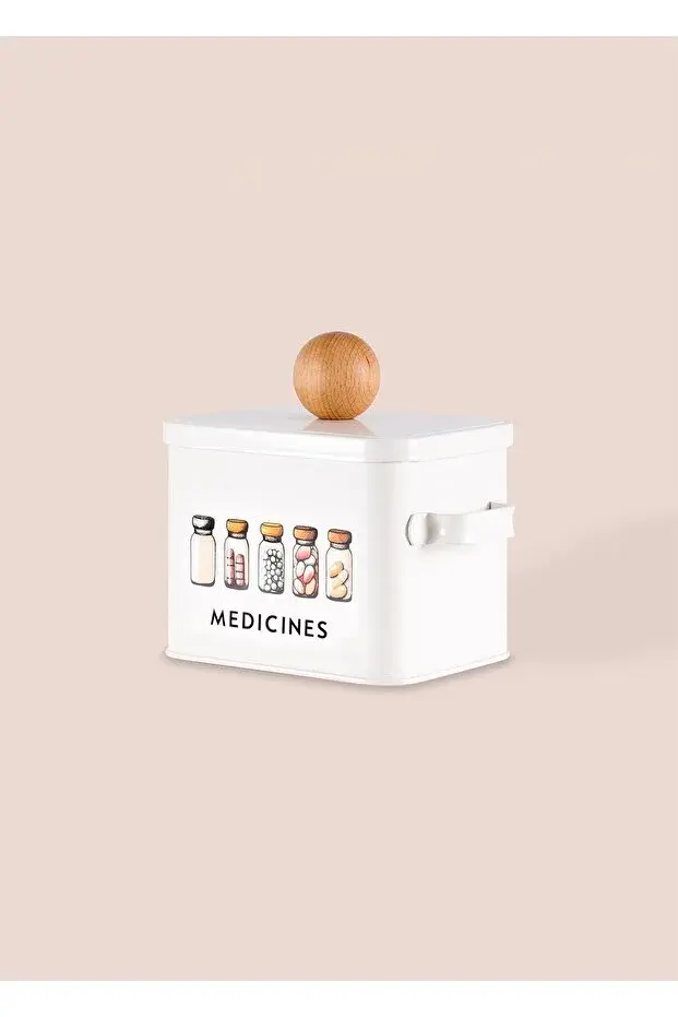 The Mia Storage Dekoratif Metal İlaç Saklama ve Organizer Kutusu Ecza Kabı