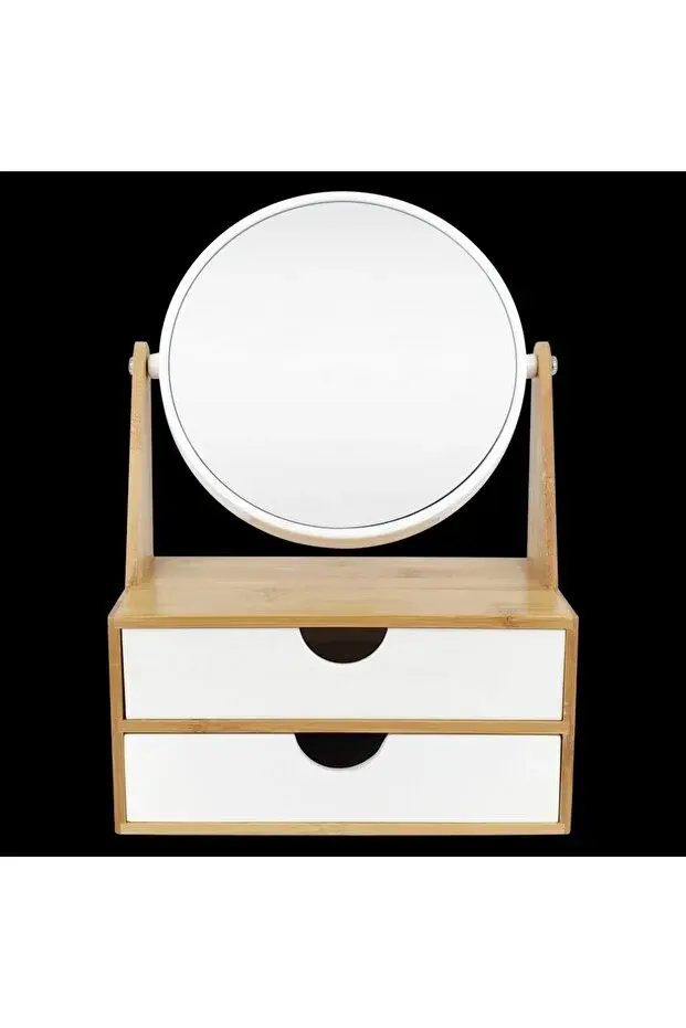 2 Çekmeceli Bambu Makyaj Aynası
