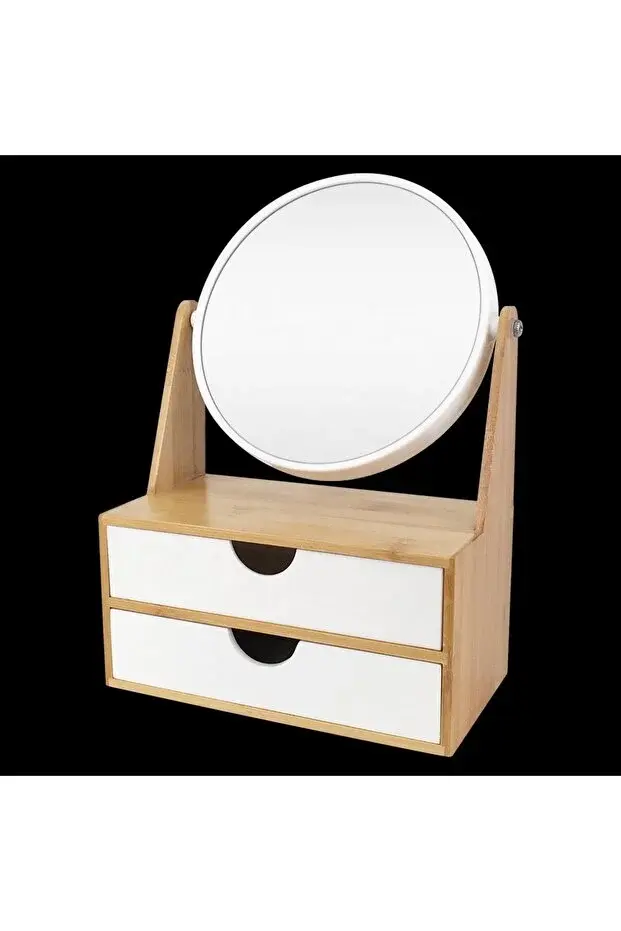 2 Çekmeceli Bambu Makyaj Aynası