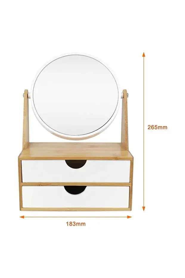 2 Çekmeceli Bambu Makyaj Aynası