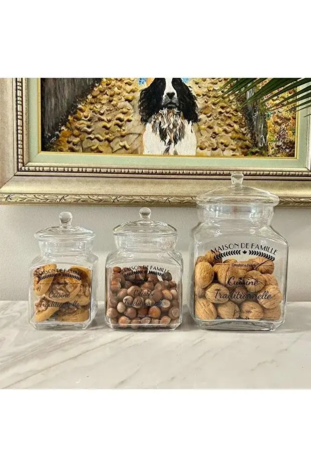 Kapaklı Cam Saklama Kabı 3 Lü Set 17cm-18cm-23cm
