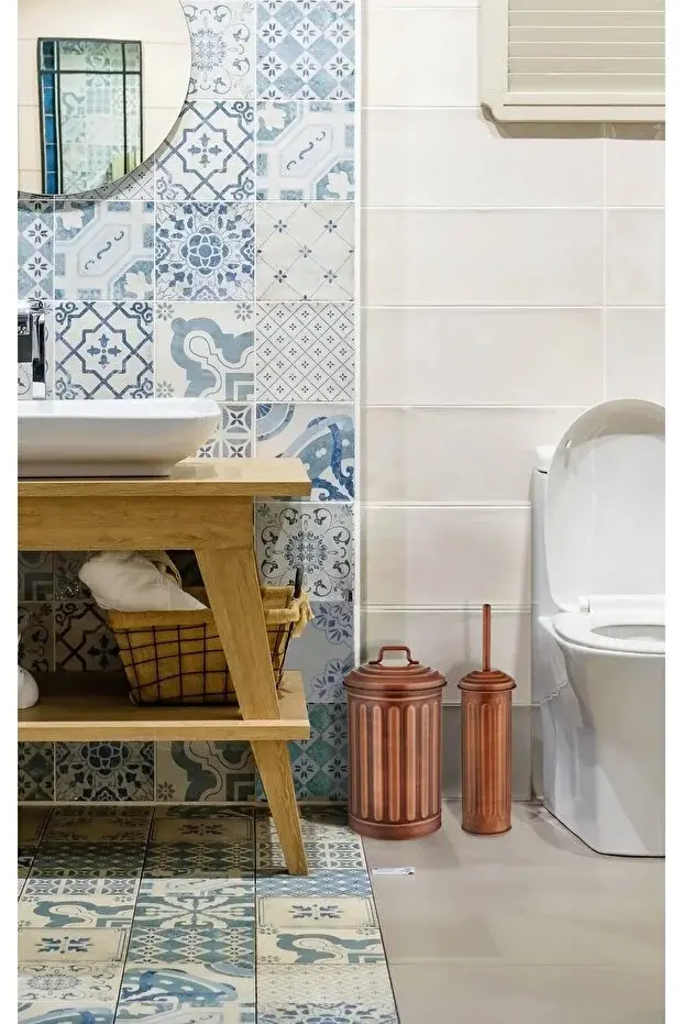 The Mia Galvaniz Çöp Kovası Tuvalet Fırçası Seti