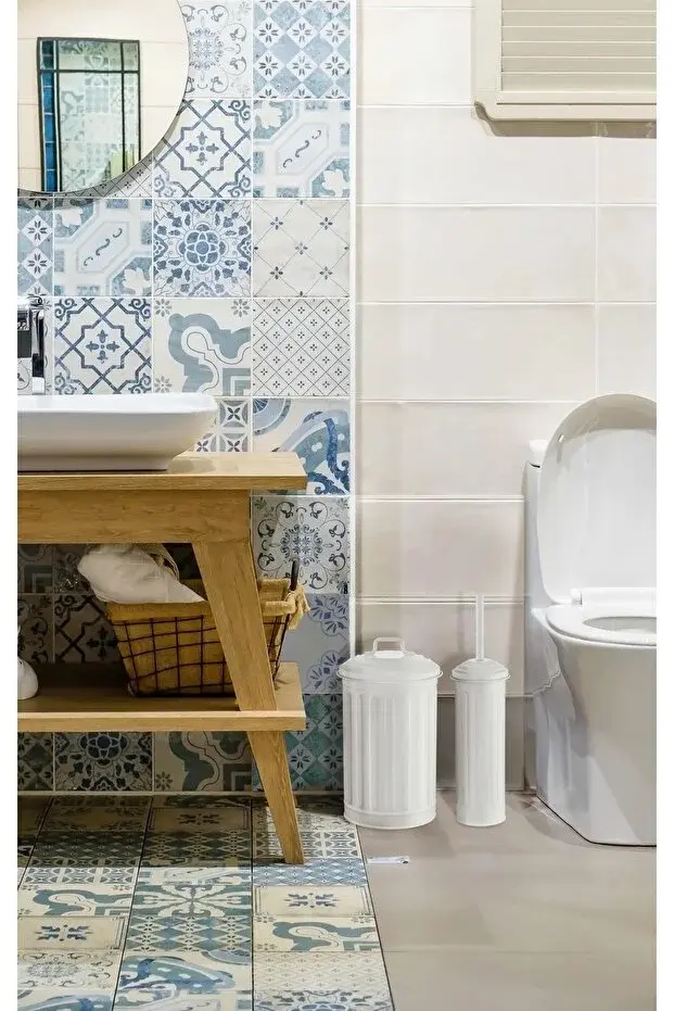 The Mia Galvaniz Çöp Kovası Tuvalet Fırçası Seti