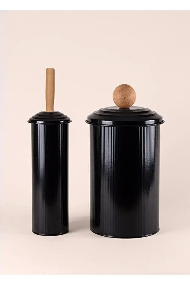 The Mia Stripe Çöp Kovası & Tuvalet Fırçası Galvaniz Banyo Seti