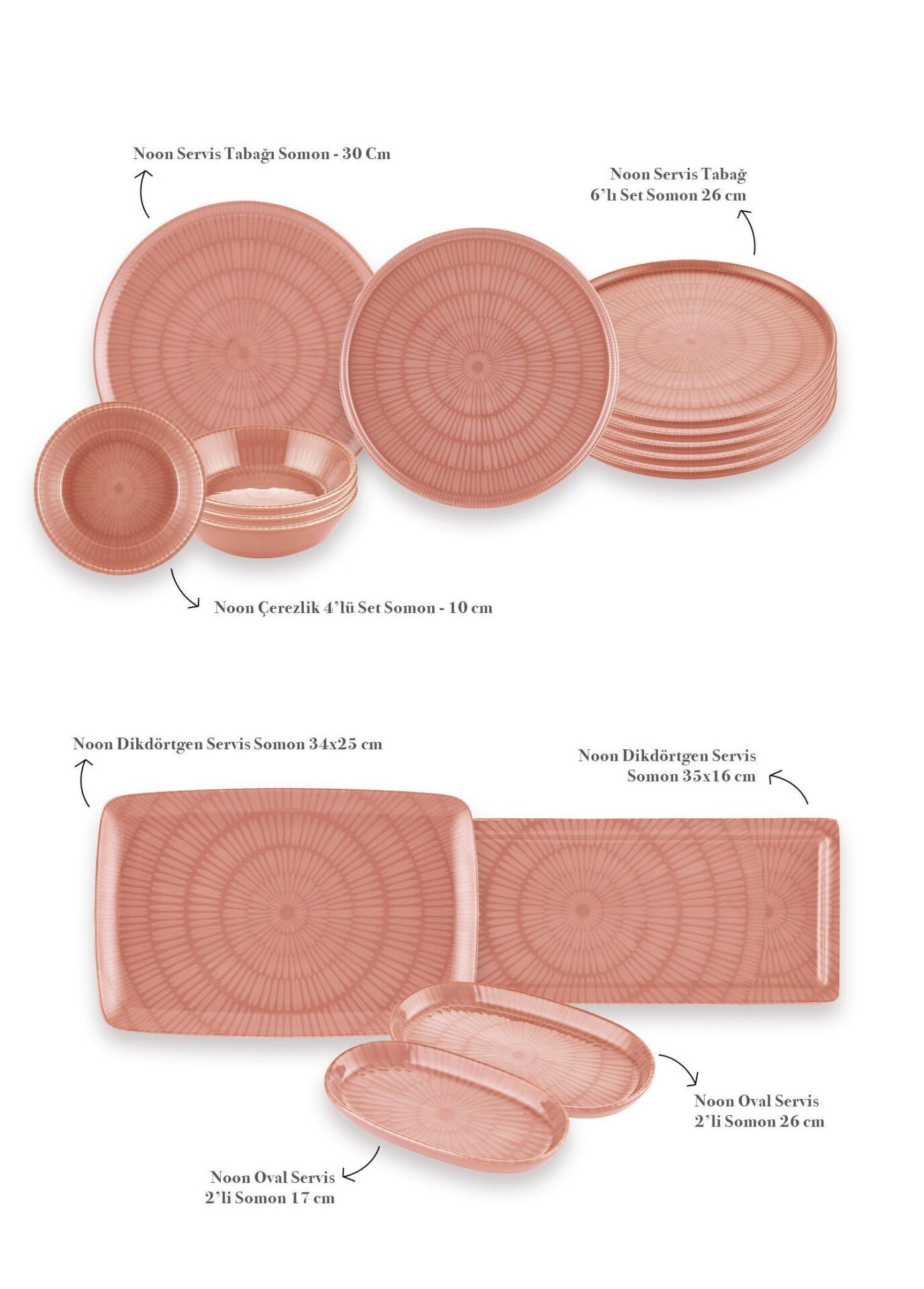 The Mia Noon Kahvaltı Takımı 6 Kişilik 17 Parça Somon