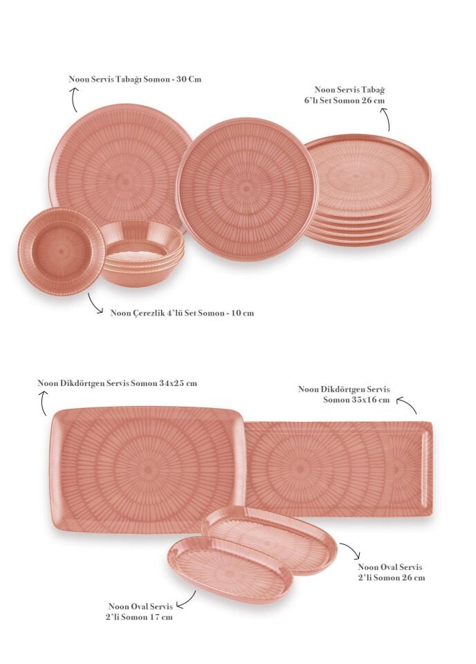 The Mia Noon Kahvaltı Takımı 6 Kişilik 17 Parça Somon