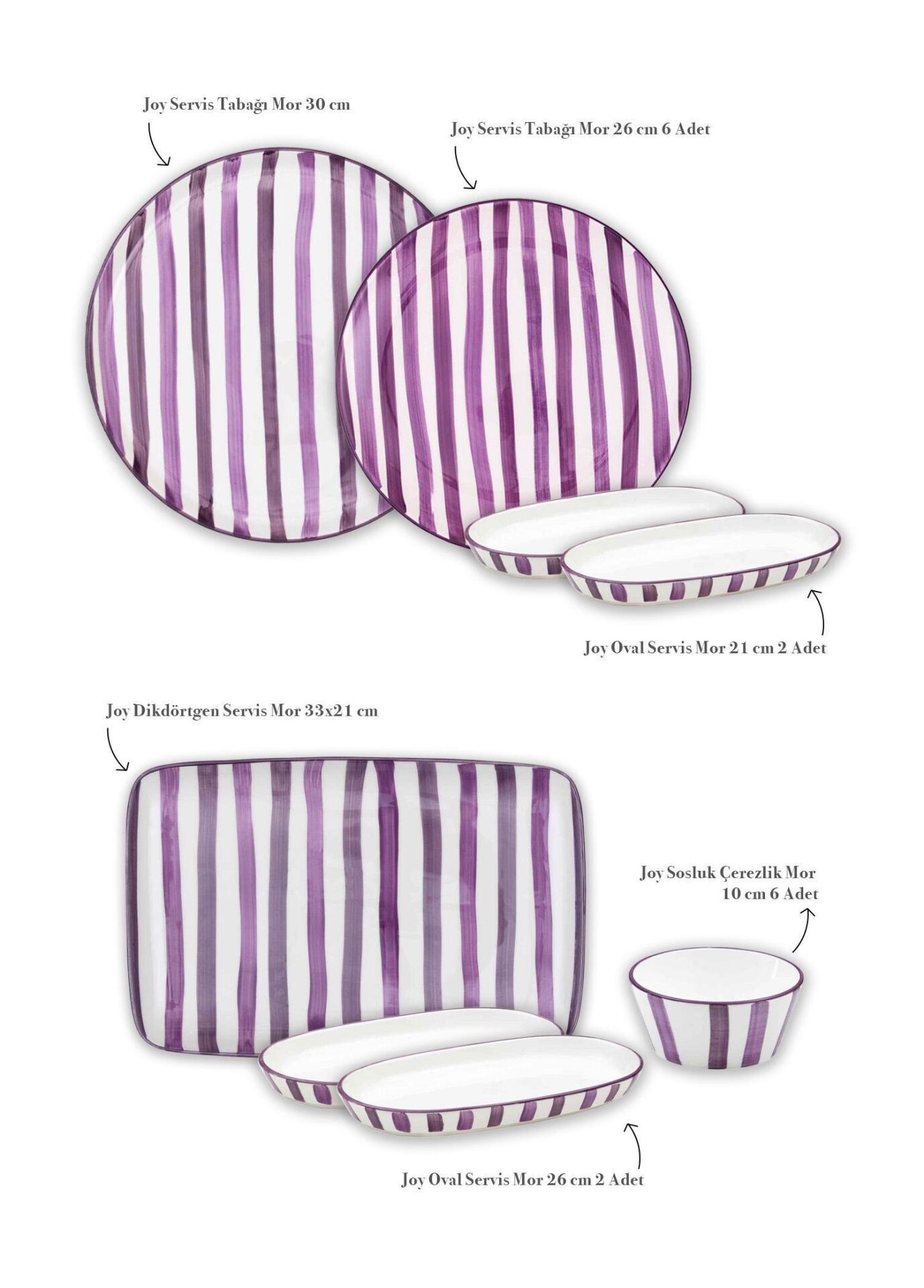 The Mia Joy Kahvaltı Takımı 6 Kişilik 18 Parça Mor