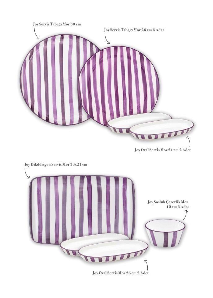 The Mia Joy Kahvaltı Takımı 6 Kişilik 18 Parça Mor
