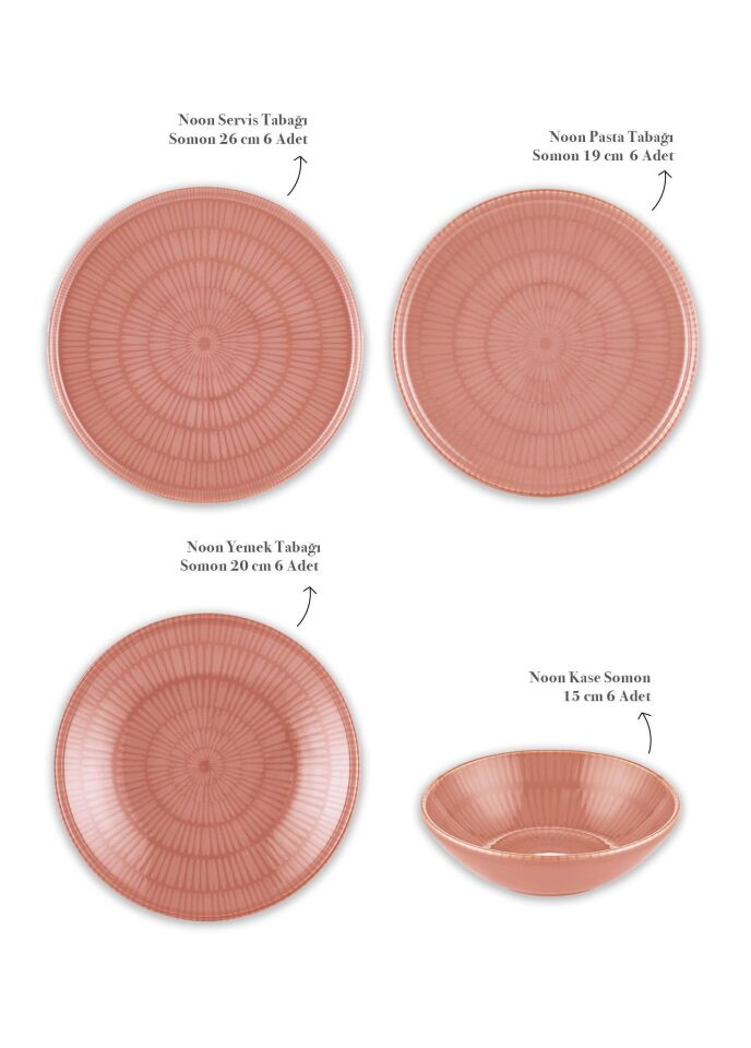 The Mia Noon Yemek Takımı 6 Kişilik Somon 24 Parça