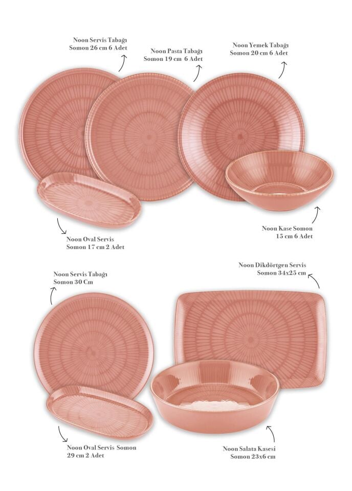 The Mia Noon Yemek Takımı 6 Kişilik Somon 31 Parça