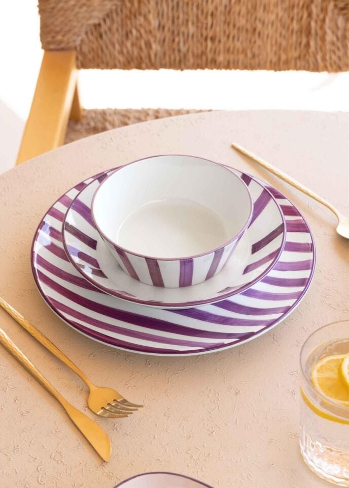 The Mia Joy Yemek Takımı 6 Kişilik 31 Parça Mor