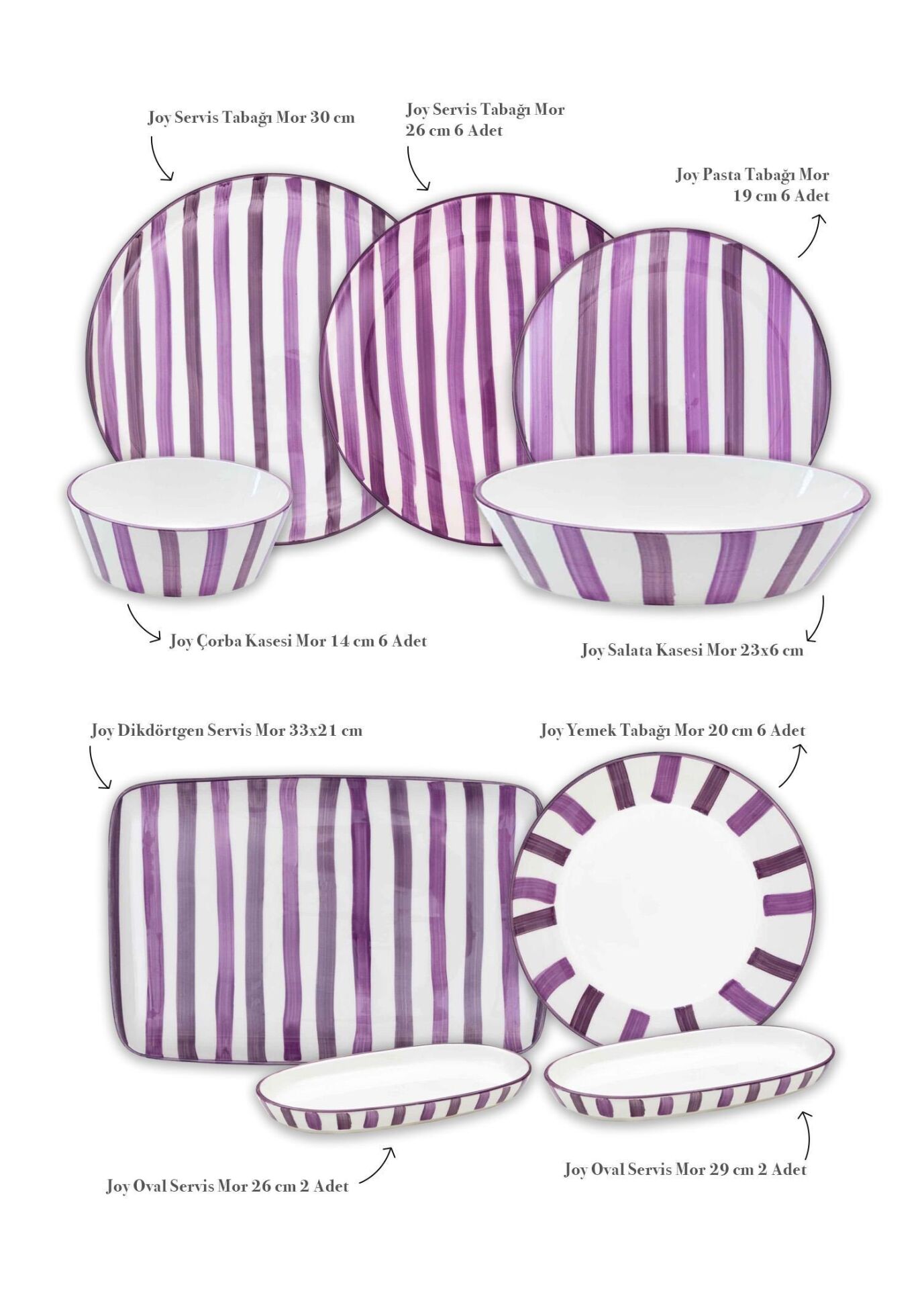 The Mia Joy Yemek Takımı 6 Kişilik 31 Parça Mor