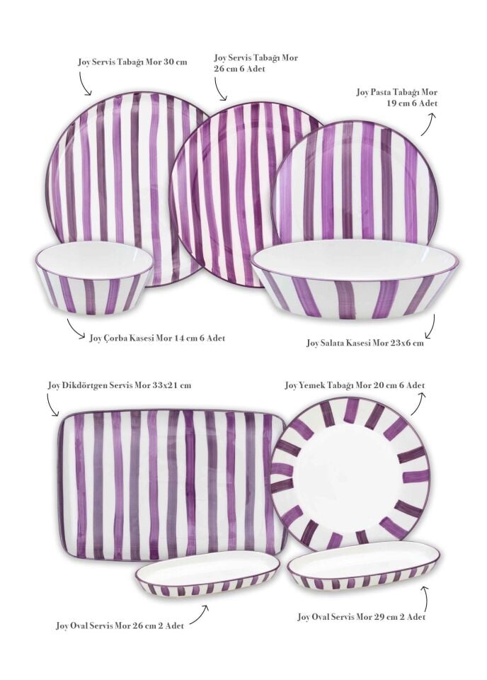 The Mia Joy Yemek Takımı 6 Kişilik 31 Parça Mor