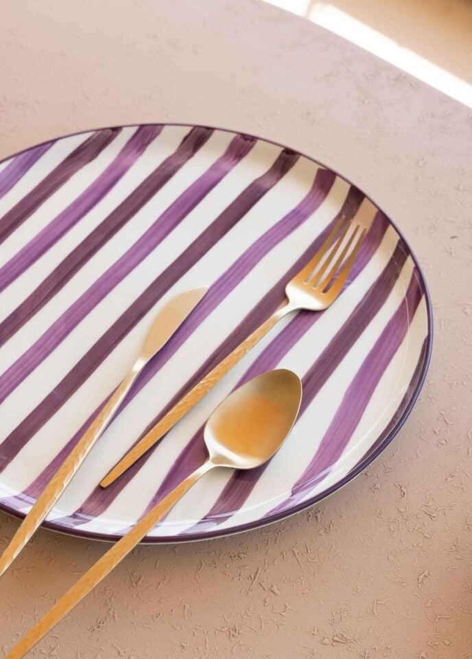 The Mia Joy Yemek Takımı 6 Kişilik 24 Parça Mor