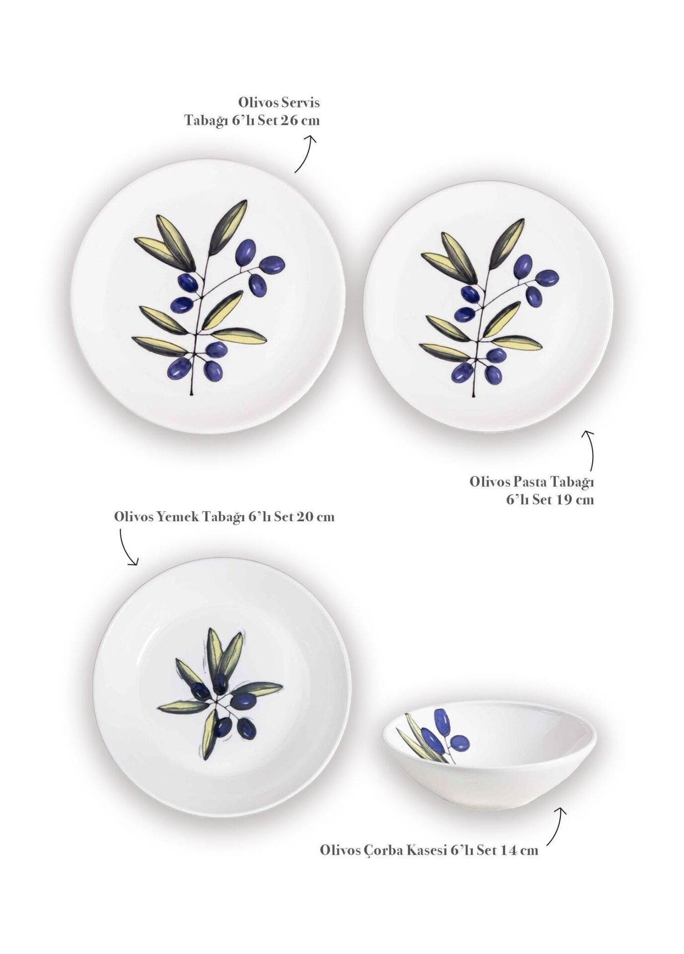 The Mia Olivos 6 Kişilik Yemek Takımı 24 Parça Set