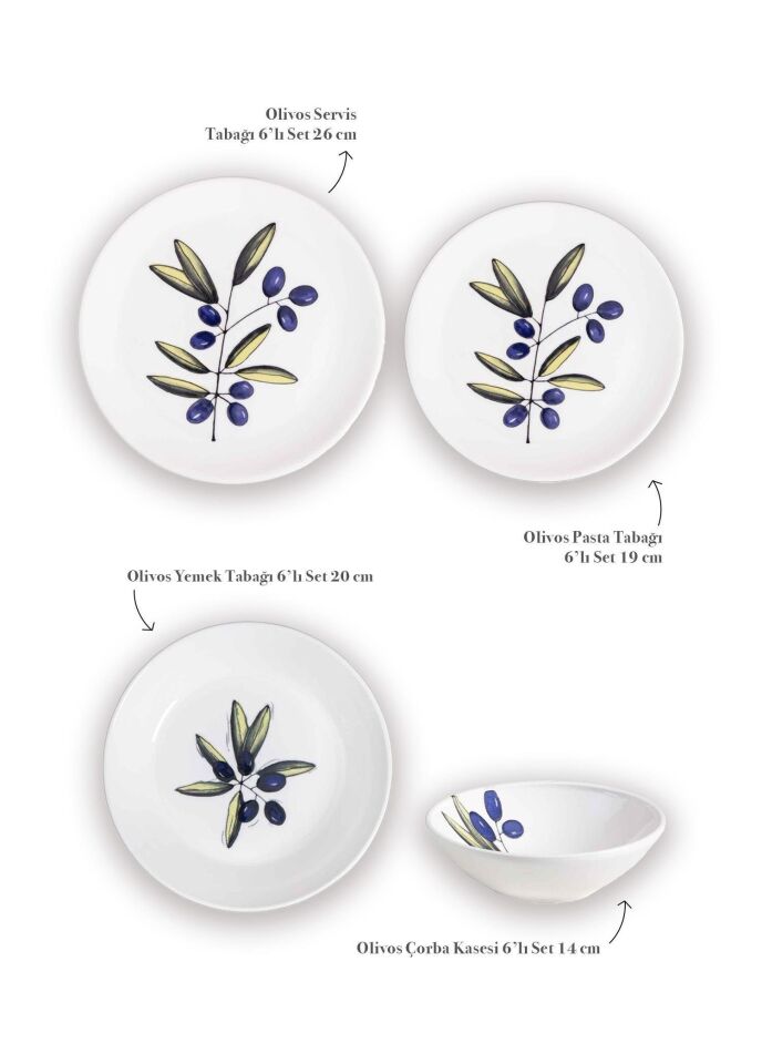 The Mia Olivos 6 Kişilik Yemek Takımı 24 Parça Set