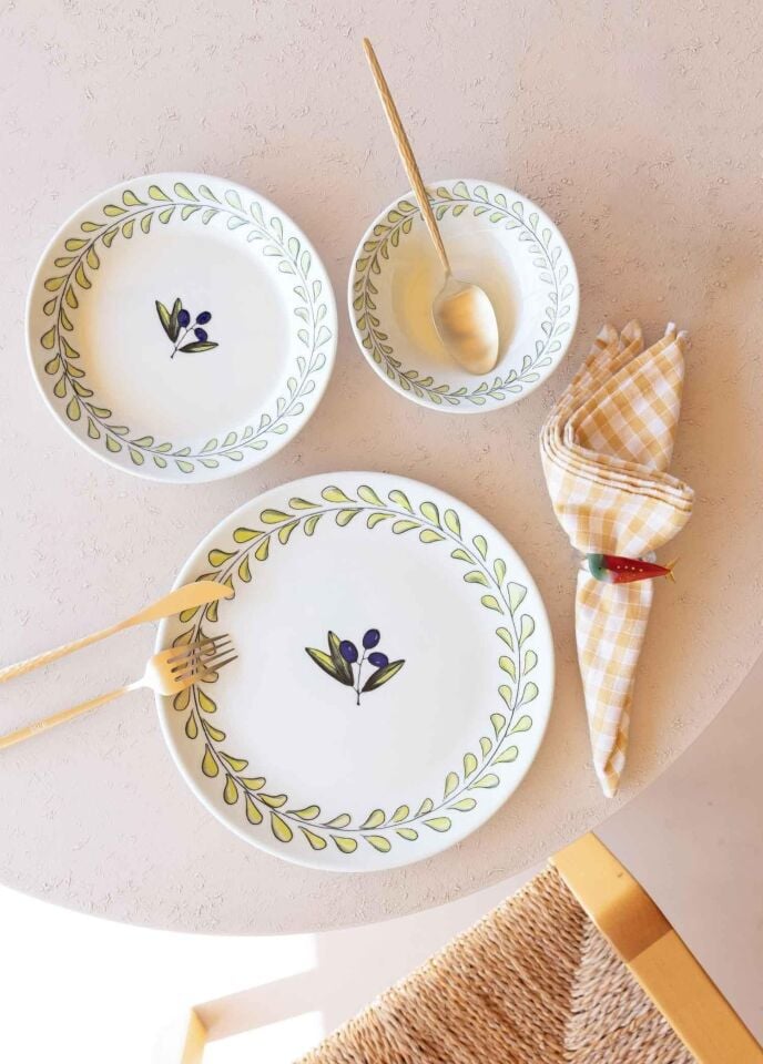 The Mia Olivos 6 Kişilik Yemek Takımı 24 Parça Set