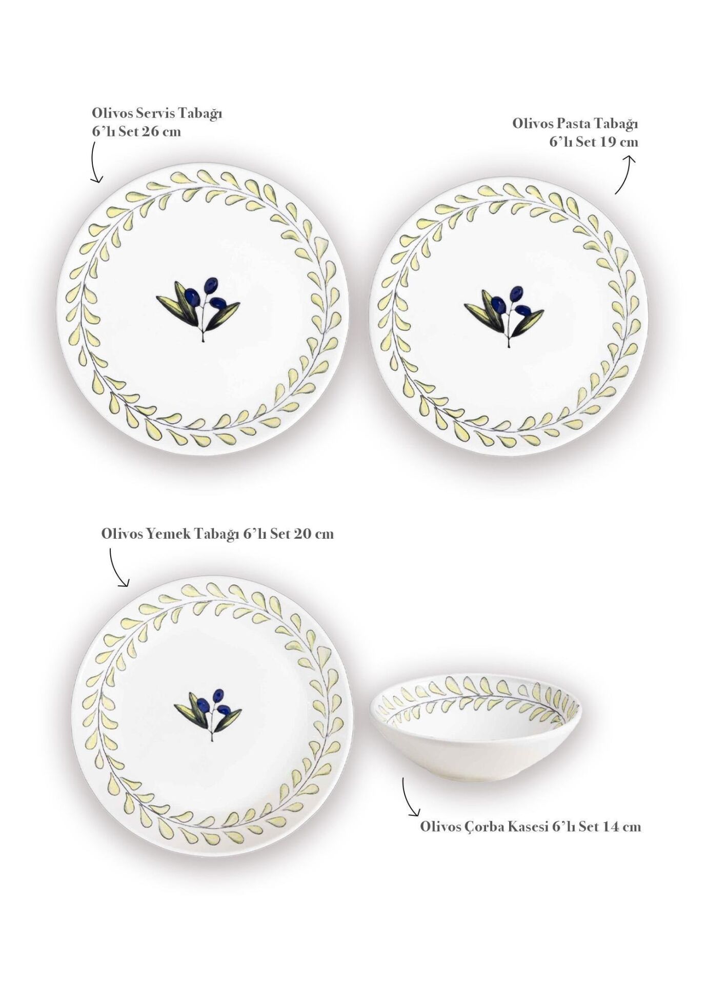 The Mia Olivos 6 Kişilik Yemek Takımı 24 Parça Set