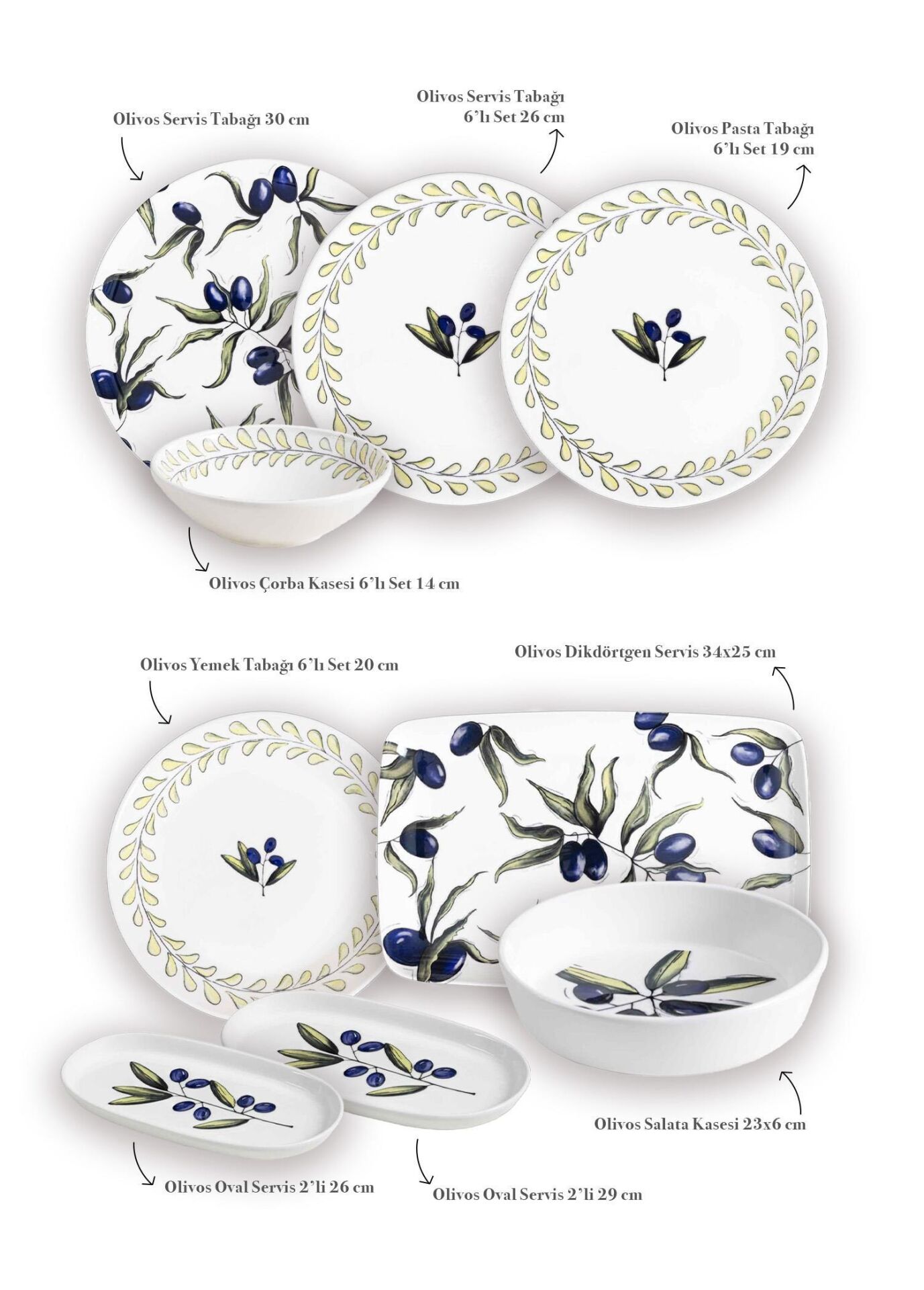 The Mia Olivos 6 Kişilik Yemek Takımı 31 Parça Set