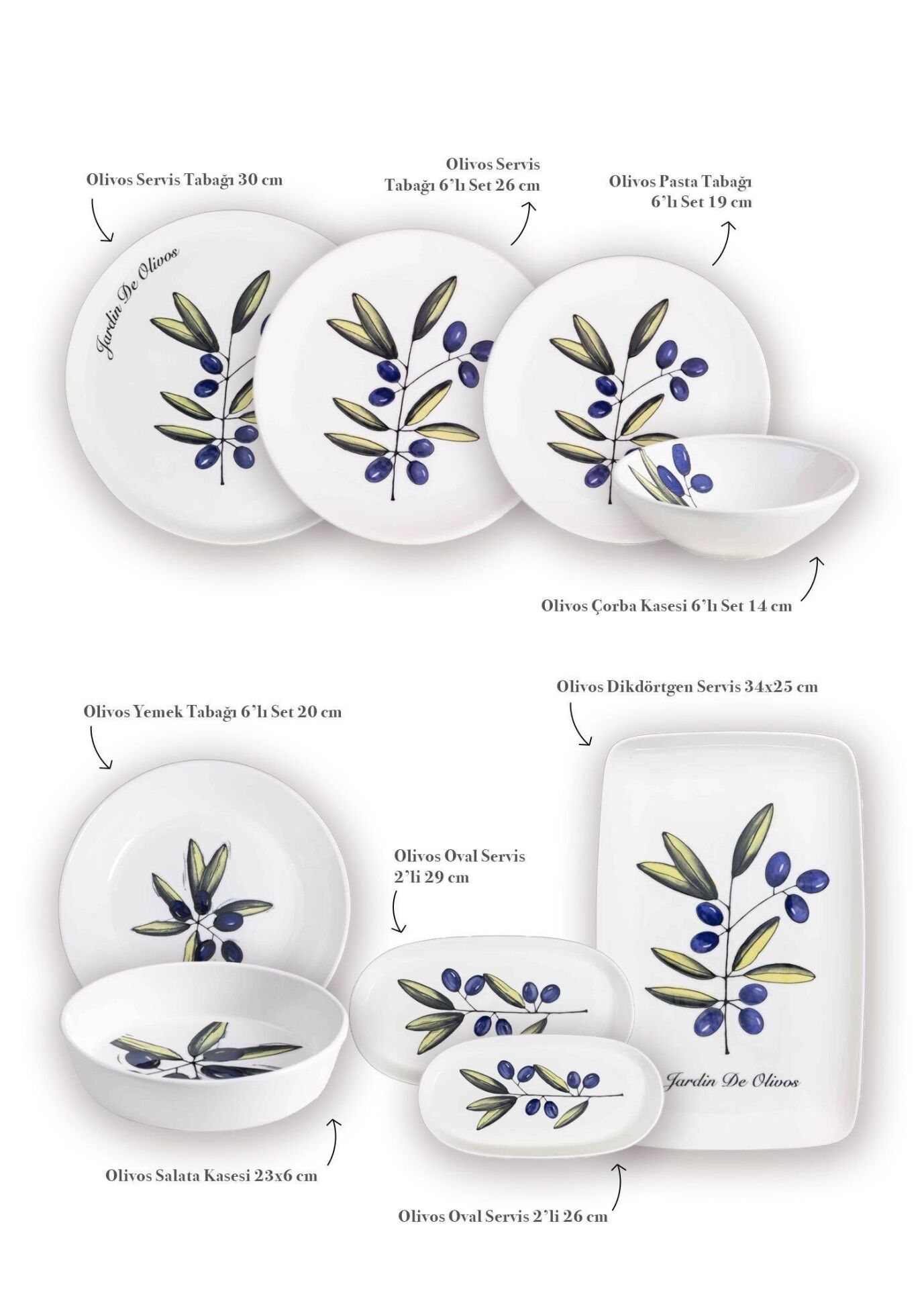 The Mia Olivos 6 Kişilik Yemek Takımı 31 Parça Set