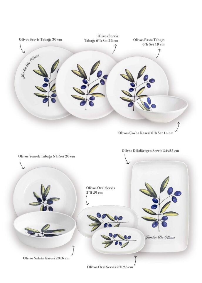 The Mia Olivos 6 Kişilik Yemek Takımı 31 Parça Set