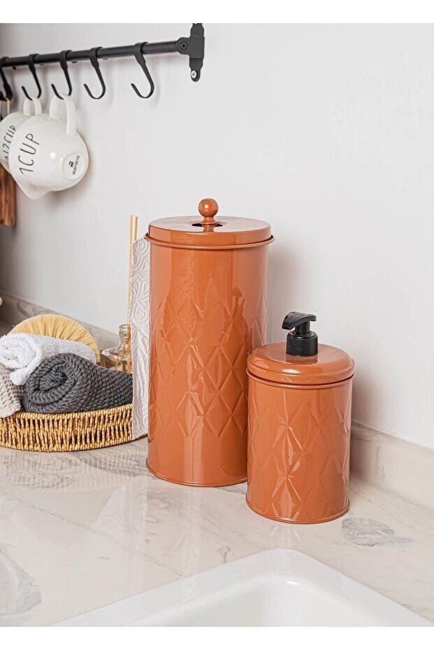 The Mia Prizma 4 Parça Terracota Full Banyo Aksesuar Seti