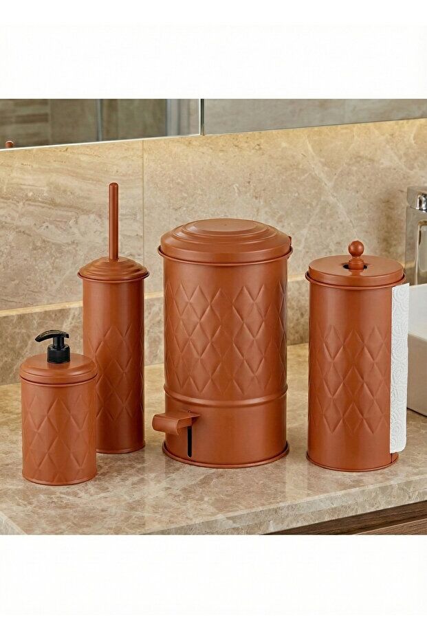 The Mia Prizma 4 Parça Terracota Full Banyo Aksesuar Seti